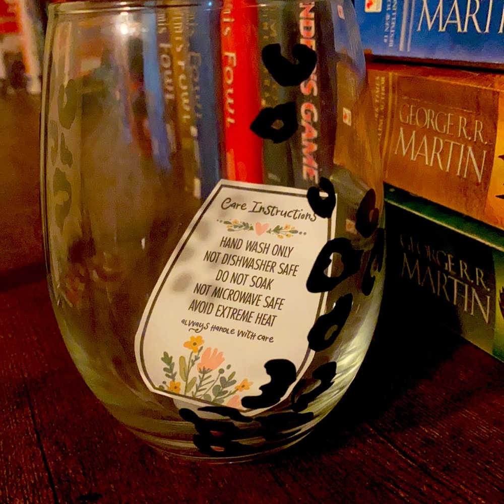 •Your name here• leopard print wine glass
